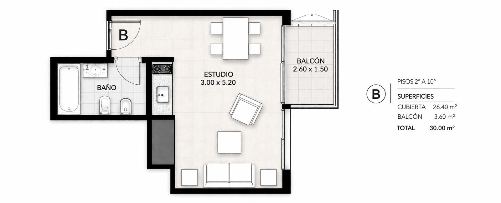 Departamento 1 ambientes en Belgrano - foto 2