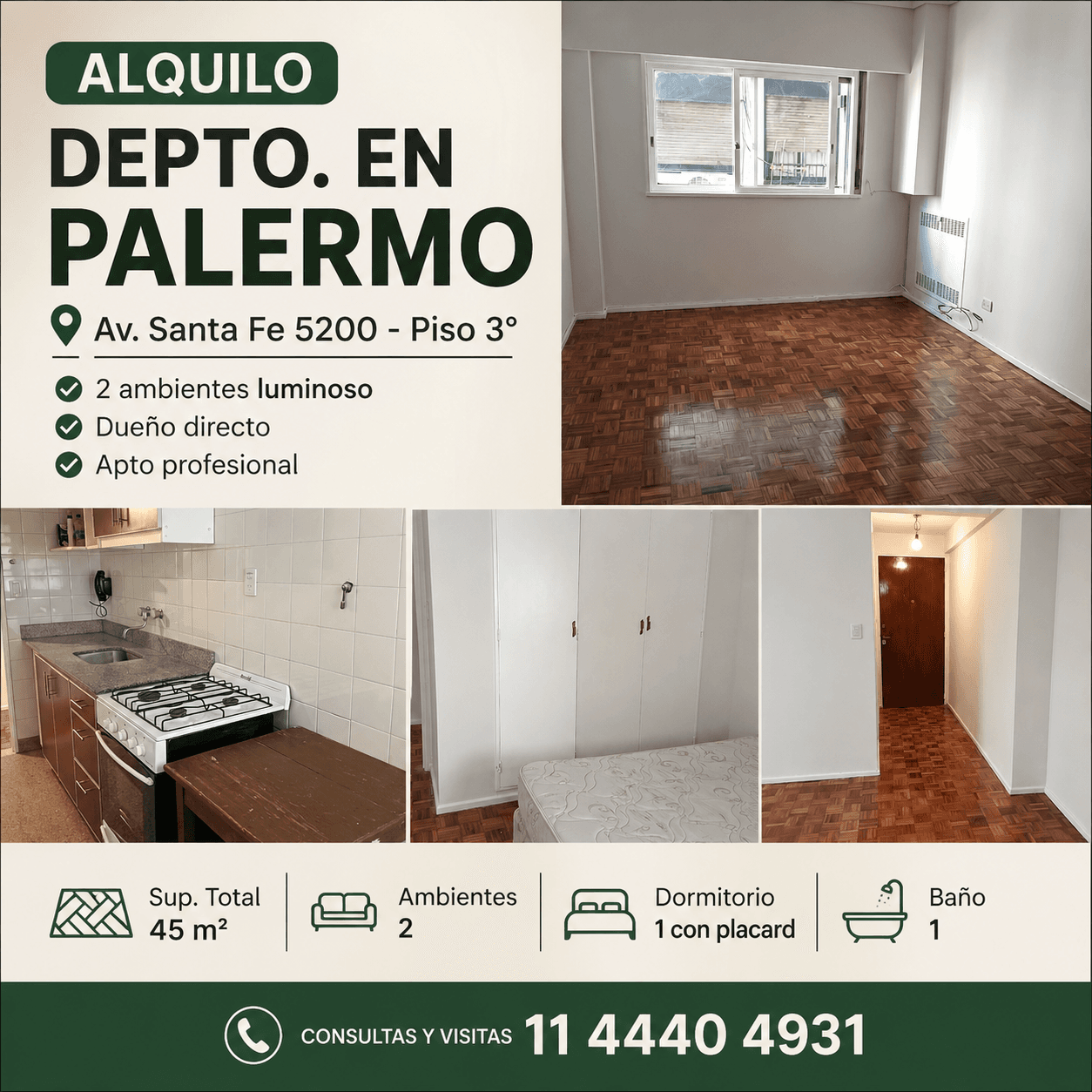 Departamento 2 ambientes en Palermo - foto 1